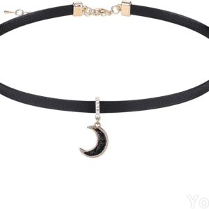 SKÓRZANY CHOKER Z CZARNYM KSIĘŻYCEM